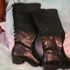 Lace up black boots